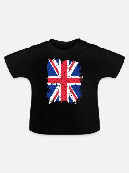 Flagge UK Grossbritannien - Baby Bio-T-Shirt mit Rundhals - Schwarz