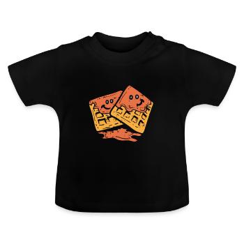 Les gaufres - T-shirt bio col rond Bébé - noir - Devant