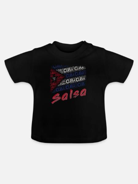 Cuban Salsa Kuba Flagge - Baby Bio-T-Shirt mit Rundhals - Schwarz