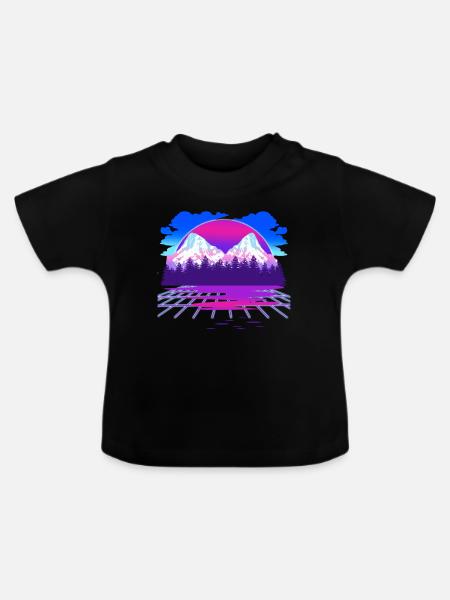 Vaporwave - Baby Bio-T-Shirt mit Rundhals - Schwarz