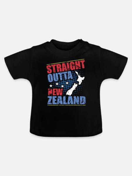 Neuseeland - Baby Bio-T-Shirt mit Rundhals - Schwarz