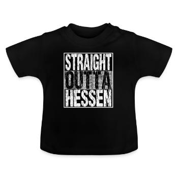 Straight outta Hessen direkt aus Hessen - Baby Bio-T-Shirt mit Rundhals - Schwarz - Vorne
