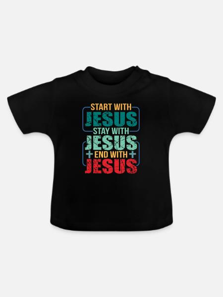 Jesus - Baby Bio-T-Shirt mit Rundhals - Schwarz