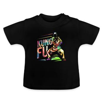 Kung Fu - Baby Bio-T-Shirt mit Rundhals - Schwarz - Vorne