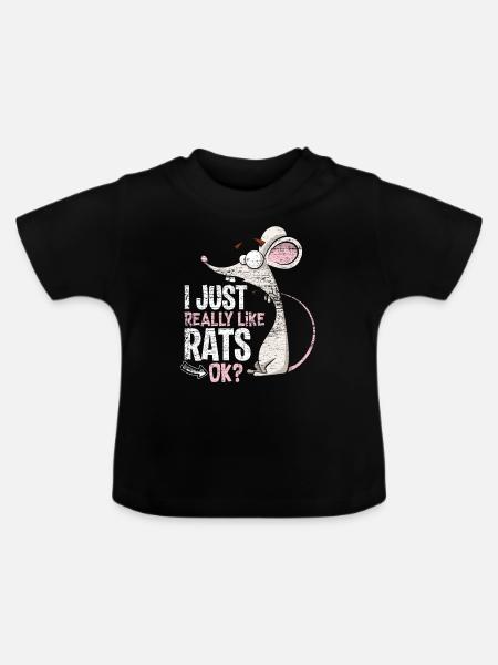 Ratte Liebe - Baby Bio-T-Shirt mit Rundhals - Schwarz