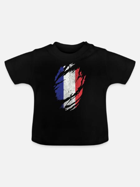 france - Baby Bio-T-Shirt mit Rundhals - Schwarz
