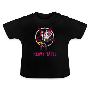 Heavy Mädel Metal Einhorn Mädchen Rock - Baby Bio-T-Shirt mit Rundhals - Schwarz - Vorne