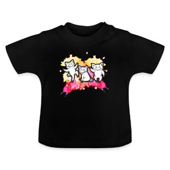 Drôle Trois Petits Cochons Mignons - T-shirt bio col rond Bébé - noir - Devant
