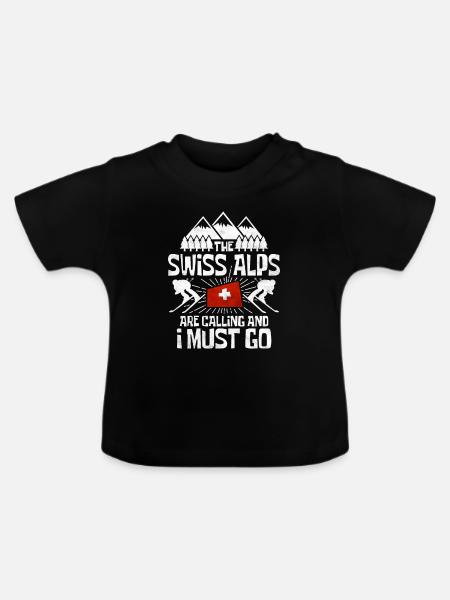 Schweiz Schweizer Geschenkidee - Baby Bio-T-Shirt mit Rundhals - Schwarz