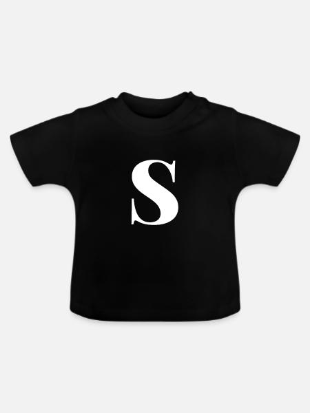 S Letter - Baby Bio-T-Shirt mit Rundhals - Schwarz