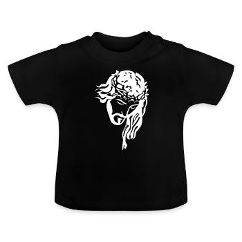 Jésus avec chapelet silhouette blanc - T-shirt bio col rond Bébé - noir - Devant