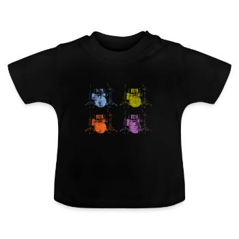 Drums - Baby Organic T-Shirt with Round Neck - black - Front