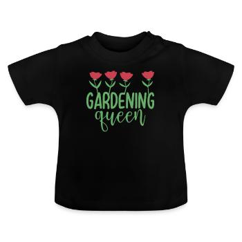 Gardening queen - Baby Bio-T-Shirt mit Rundhals - Schwarz - Vorne