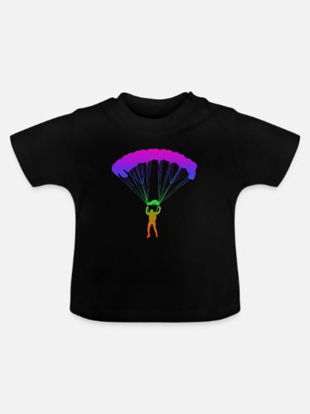 Fallschirmspringen Regenbogen Silhuette - Baby Bio-T-Shirt mit Rundhals - Schwarz