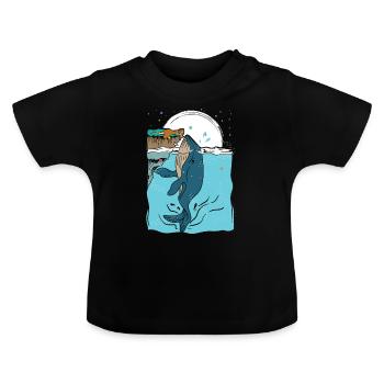 Tiefsee Blauwal Meeressäuger mit Frau - Baby Bio-T-Shirt mit Rundhals - Schwarz - Vorne