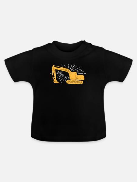 Baggerfahrer - Baby Bio-T-Shirt mit Rundhals - Schwarz