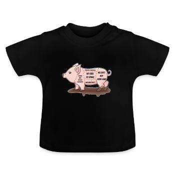 Friends Not Food - Vegan Pig Parts Anti Butcher - Baby Bio-T-Shirt mit Rundhals - Schwarz - Vorne