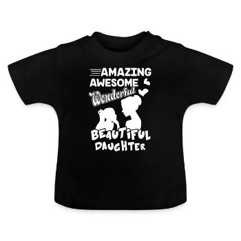 Daughter Awesome Wonderful Daughter - Baby Organic T-Shirt with Round Neck - black - Front
