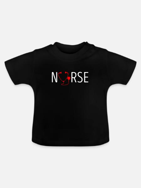 Krankenschwester Krankenpfleger - Baby Bio-T-Shirt mit Rundhals - Schwarz