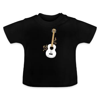 Guitare - T-shirt bio col rond Bébé - noir - Devant