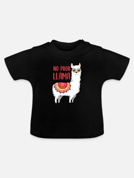 Lama - No Prob Llama - Baby Bio-T-Shirt mit Rundhals - Schwarz