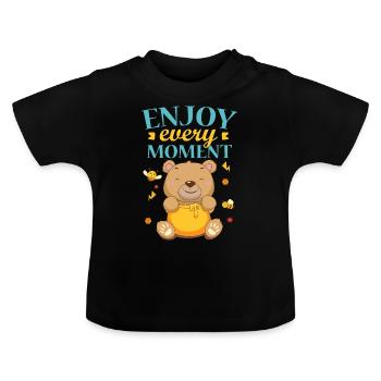 Ours miel - T-shirt bio col rond Bébé - noir - Devant