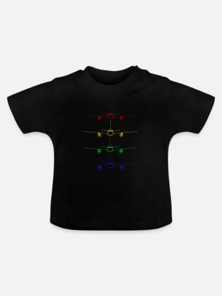 bunte airplanes - Baby Bio-T-Shirt mit Rundhals - Schwarz