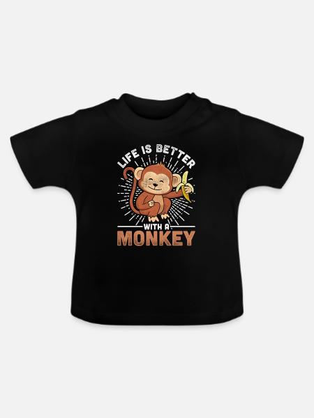 Affe - Baby Bio-T-Shirt mit Rundhals - Schwarz