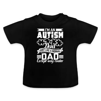 Sensibilisation à l'autisme Papa refroidisseur d'autisme - T-shirt bio col rond Bébé - noir - Devant