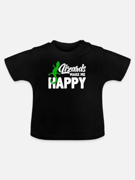 Gecko Eidechse - Baby Bio-T-Shirt mit Rundhals - Schwarz