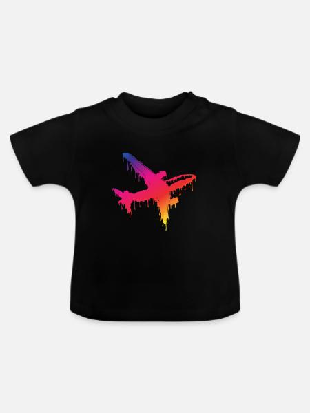 Flugzeug - Baby Bio-T-Shirt mit Rundhals - Schwarz