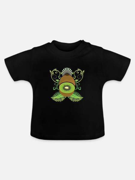 Kiwi Frucht - Baby Bio-T-Shirt mit Rundhals - Schwarz