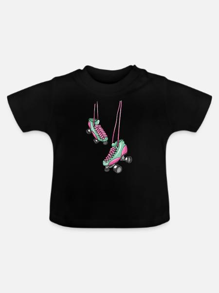 Hängende Schlittschuhe - Baby Bio-T-Shirt mit Rundhals - Schwarz