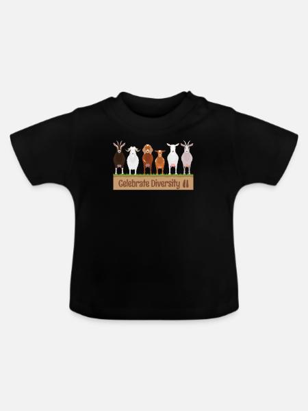 Geschenk für Ziegenliebhaber | Lustig Vielfalt feiern - Baby Bio-T-Shirt mit Rundhals - Schwarz