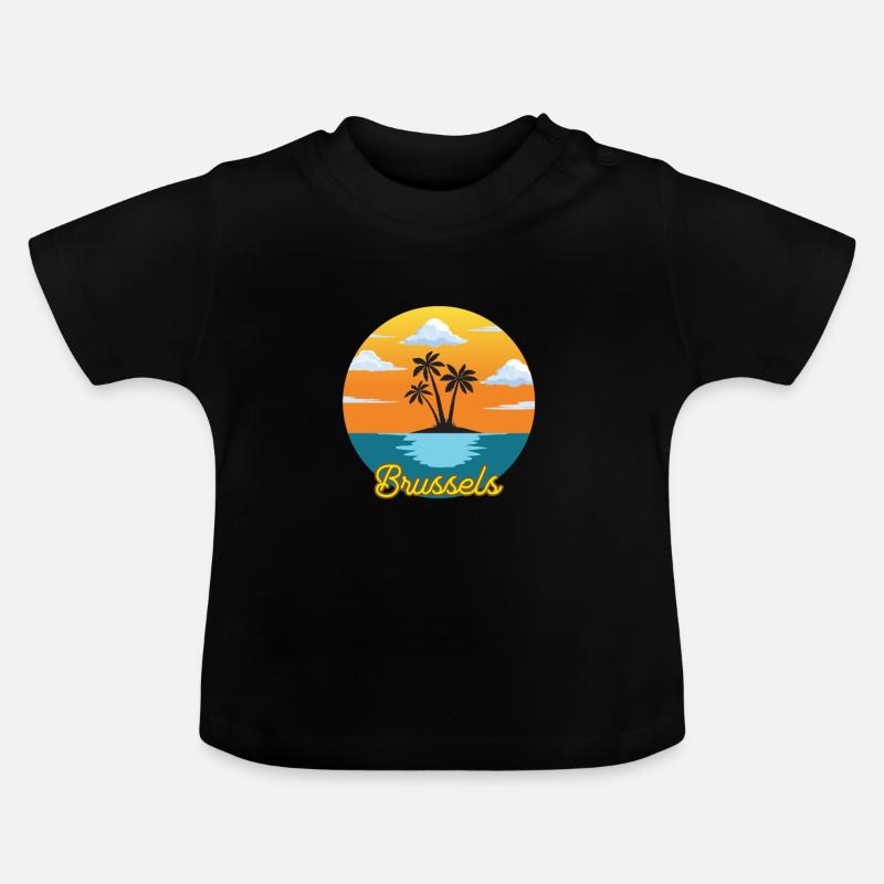 Vacances et vacances de rêve à Bruxelles - T-shirt bio col rond Bébé - noir