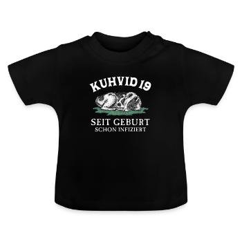 Corona Covid Kuh Landwirtschaft - Baby Bio-T-Shirt mit Rundhals - Schwarz - Vorne
