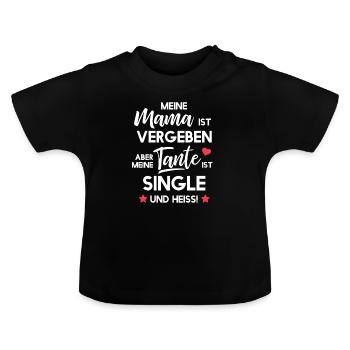 Meine Tante ist single - Baby Strampler Geschenk - Baby Bio-T-Shirt mit Rundhals - Schwarz - Vorne