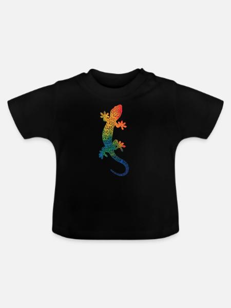 Geckos Pet Shirt Geschenkidee - Baby Bio-T-Shirt mit Rundhals - Schwarz