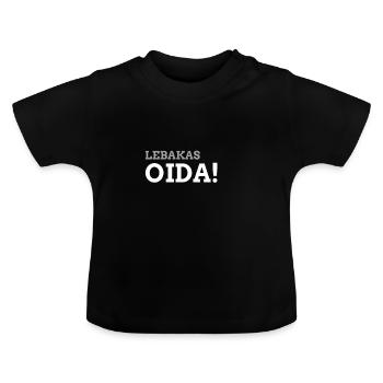 Leberkas Spruch - Leberkas - Leberkäs Oida - Baby Bio-T-Shirt mit Rundhals - Schwarz - Vorne
