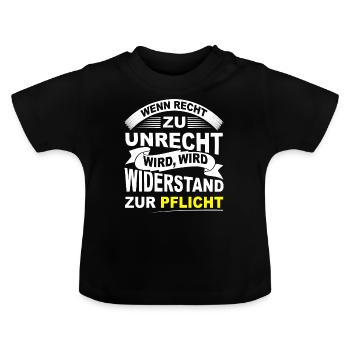 Protestshirt gegen Einschränkung der Grundrechte - Baby Bio-T-Shirt mit Rundhals - Schwarz - Vorne