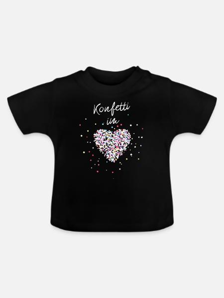 Konfetti im Herzen - Baby Bio-T-Shirt mit Rundhals - Schwarz