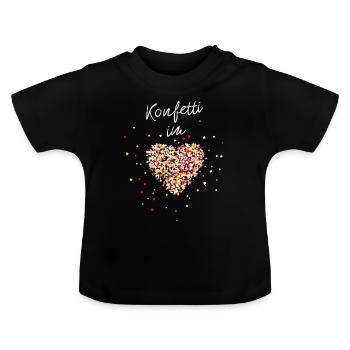 Konfetti im Herzen - Baby Bio-T-Shirt mit Rundhals - Schwarz - Vorne