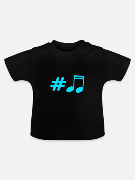Musik - Musiknote - Baby Bio-T-Shirt mit Rundhals - Schwarz