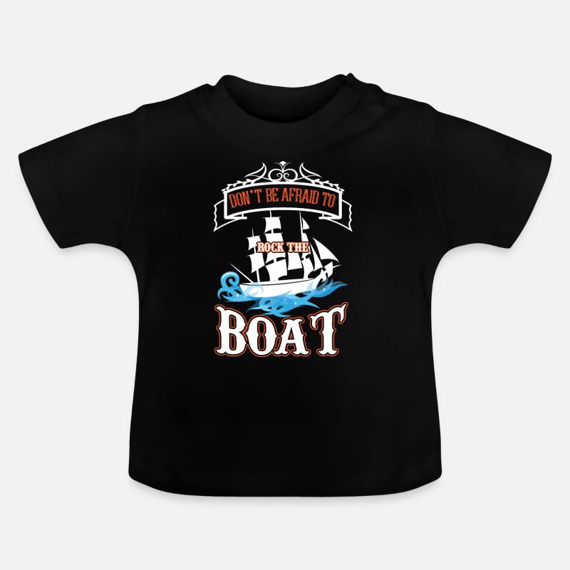 Bateau disant peur des vagues - T-shirt bio col rond Bébé - noir