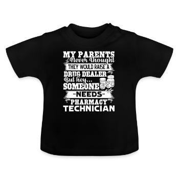 Pharmacy Technician Proud Pharmacy Technician - Baby Organic T-Shirt with Round Neck - black - Front