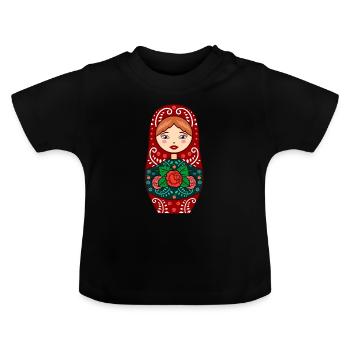 Poupées matriochka rouges Poupée gigogne russe Matrosc - T-shirt bio col rond Bébé - noir - Devant