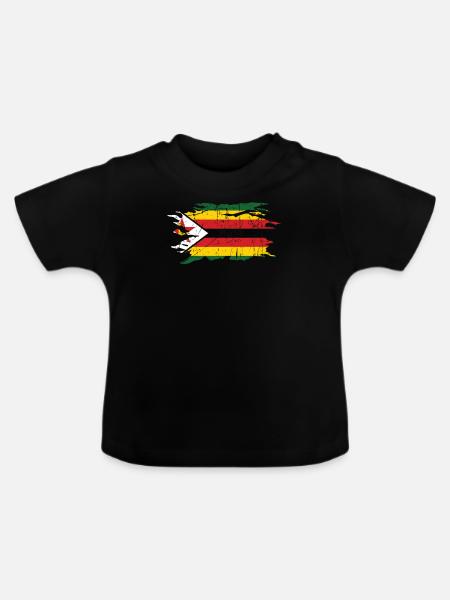 Simbabwe - Baby Bio-T-Shirt mit Rundhals - Schwarz