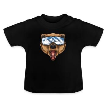 Ski Grizzly - grizzly avec masque de ski - T-shirt bio col rond Bébé - noir - Devant