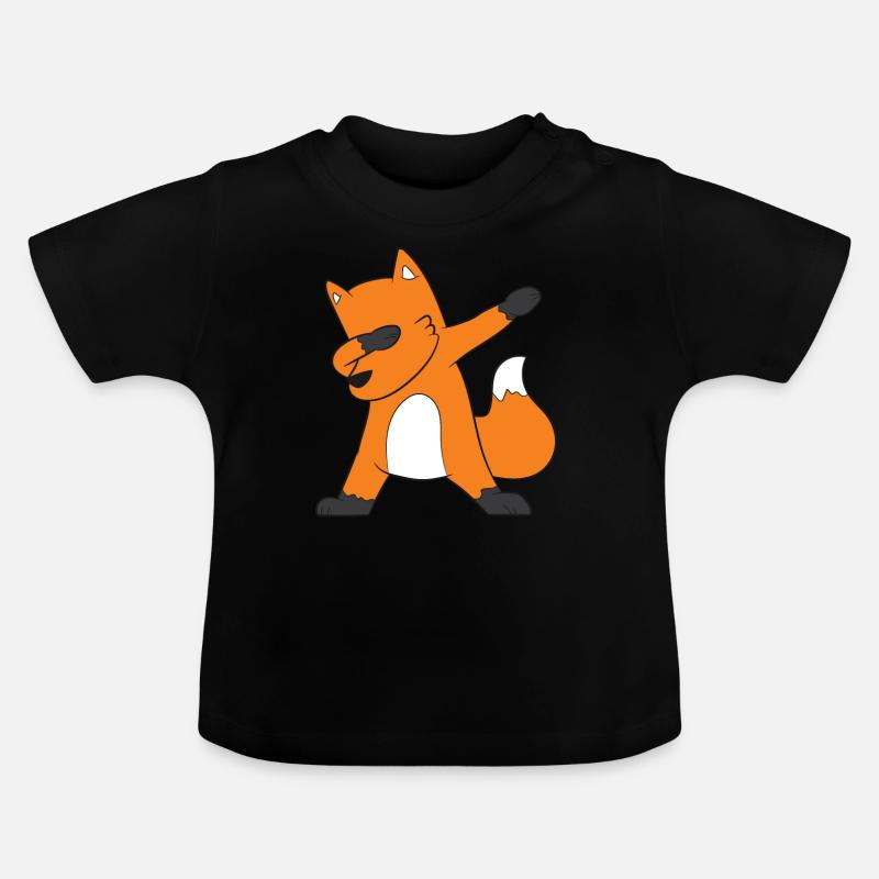 Dabbender Fuchs Dabbing Fox - Baby Bio-T-Shirt mit Rundhals - Schwarz