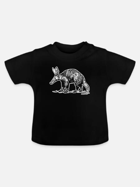 Aardvark Aardvark Blumenmuster - Baby Bio-T-Shirt mit Rundhals - Schwarz